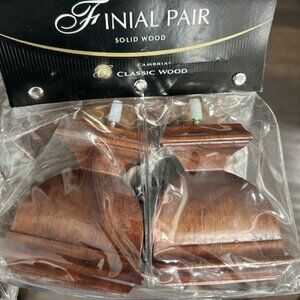 NIB Finial Pair Napoleon Solid Wood Cambria Classic Wood Window Decor